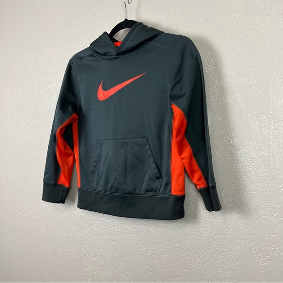 Nike THERMA-FIT long sleeve gray orange hoodie sweatshirt size M - Picture 2 of 8